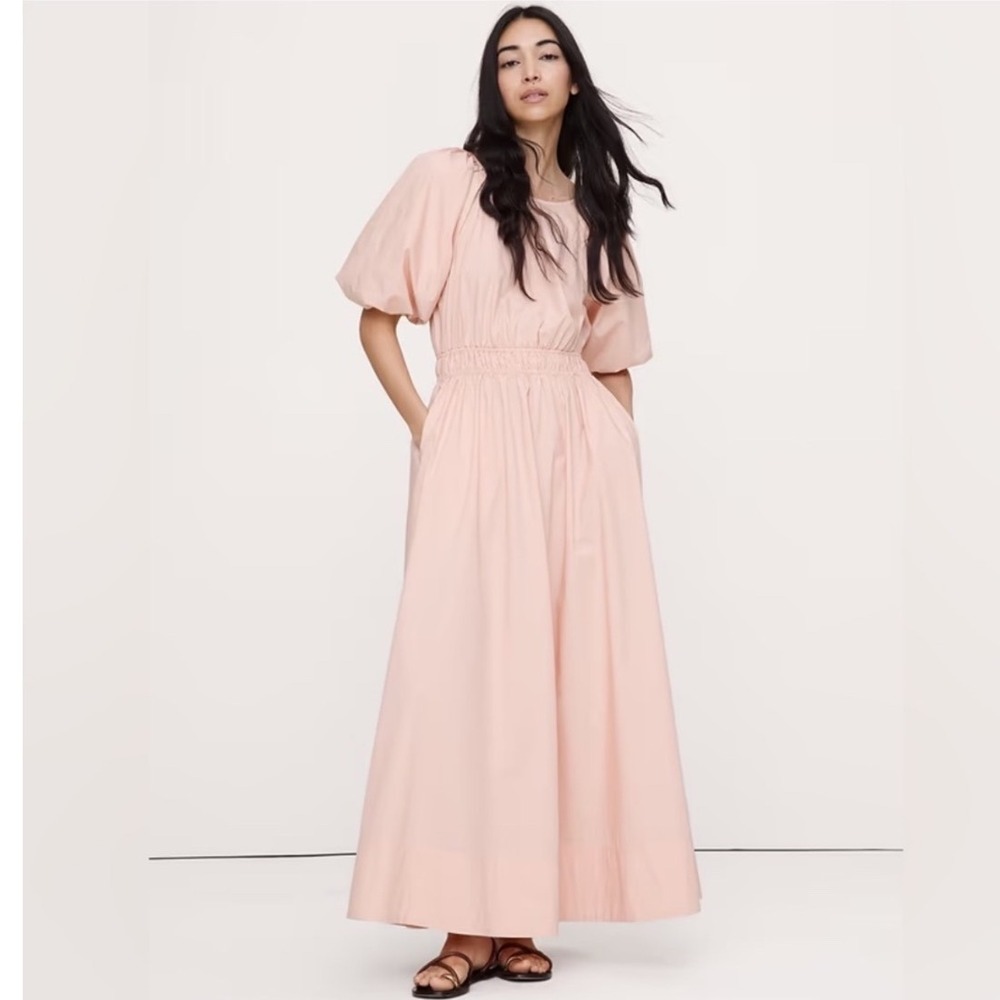 Banana Republic Cotton Poplin Puff Sleeve Maxi Dress Medium NWT
